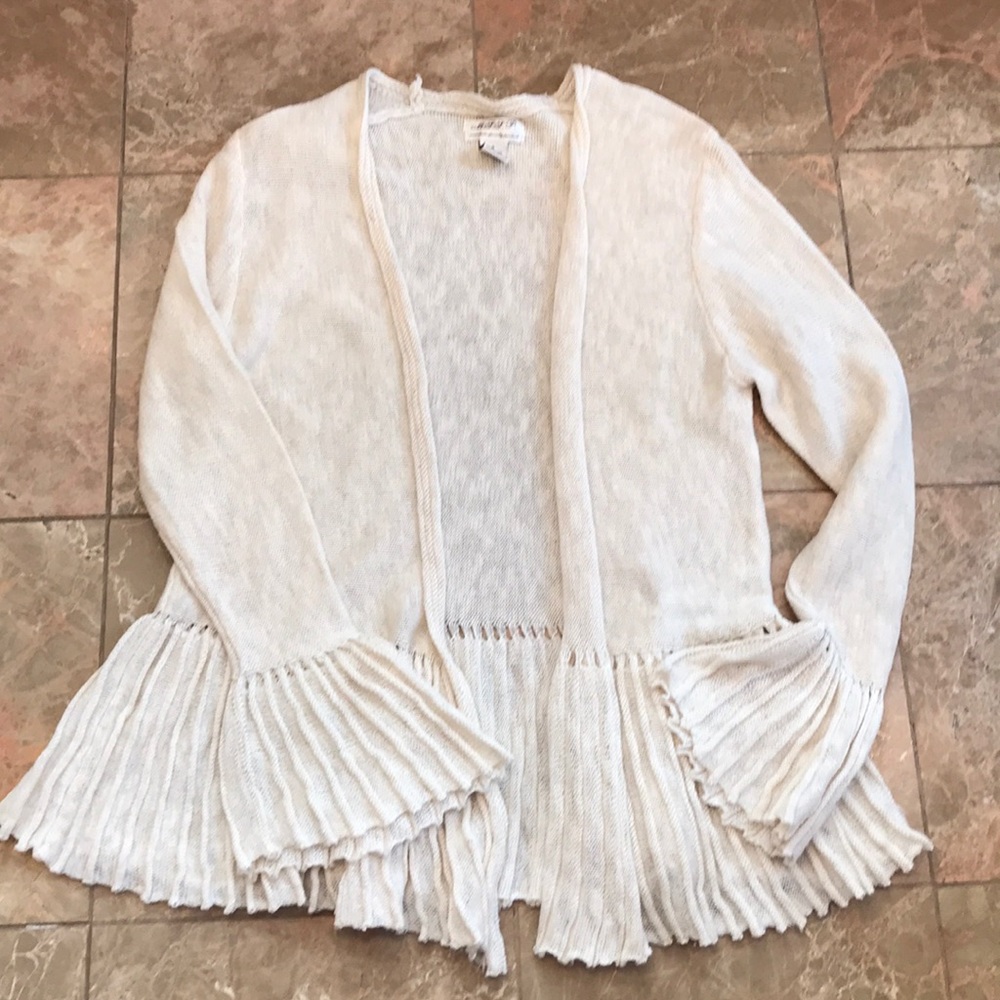 MSSP Open Front Ruffle Sleeve Cardigan